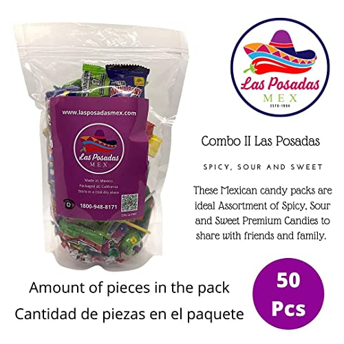 Las Posadas Mexican Candy Assortment (50 Counts) – Mexican Candies – Spicy, Sweet, Sour Dulces Mexicanos Assortment Pack – Authentic Mexican Snacks for Kids and Adults (La Guera 50)